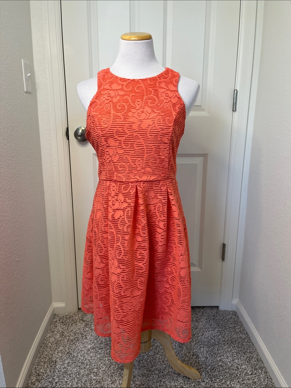 Maurices Coral Floral Lace Fit & Flare Wedding Guest Dress Large